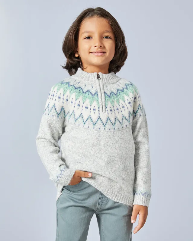 Boys Grey Full Zipper Pullover sold by Redtag