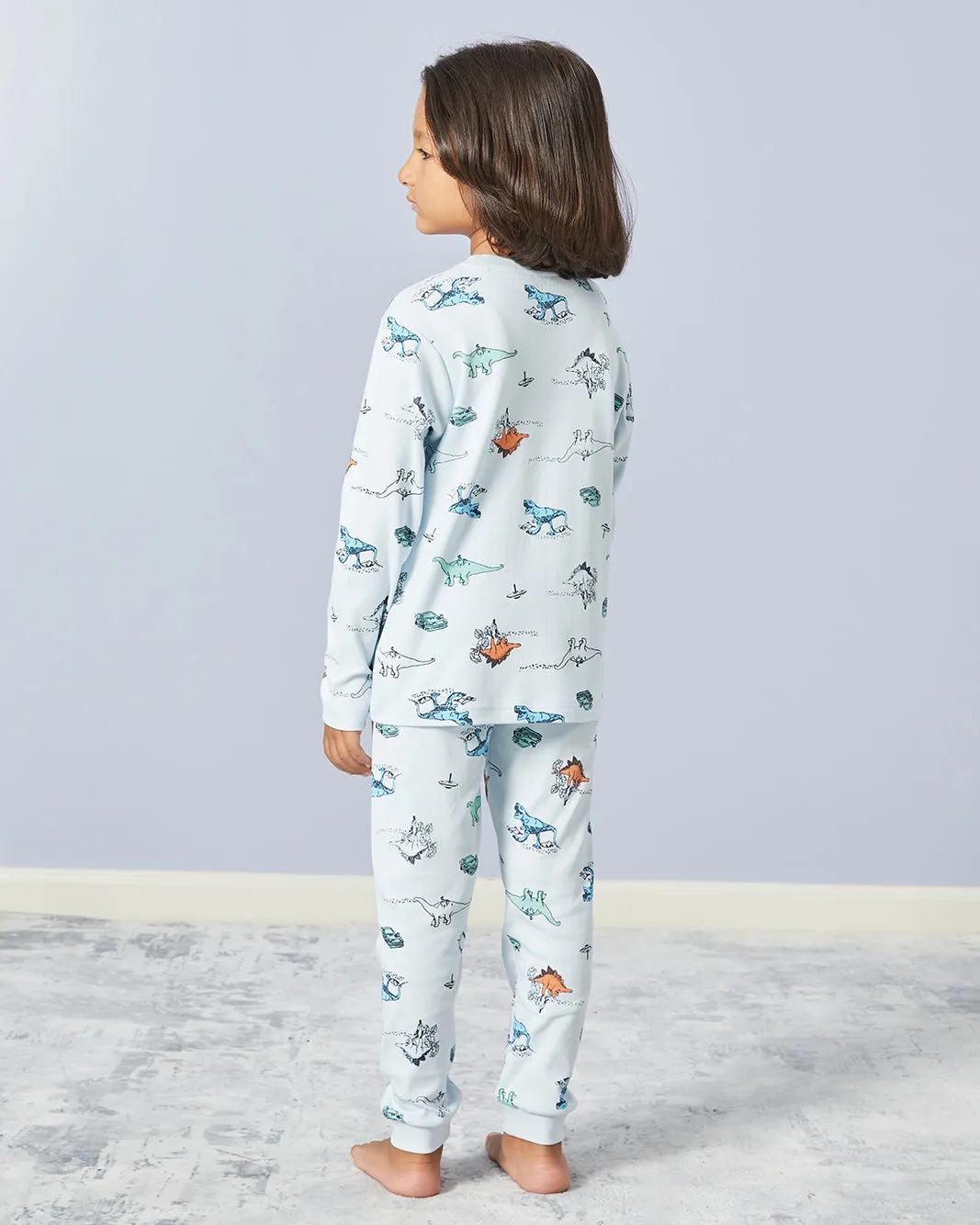 Boys Blue Dino Print Pyjams Set (2 Piece) sold by Redtag product image thumbnail 4