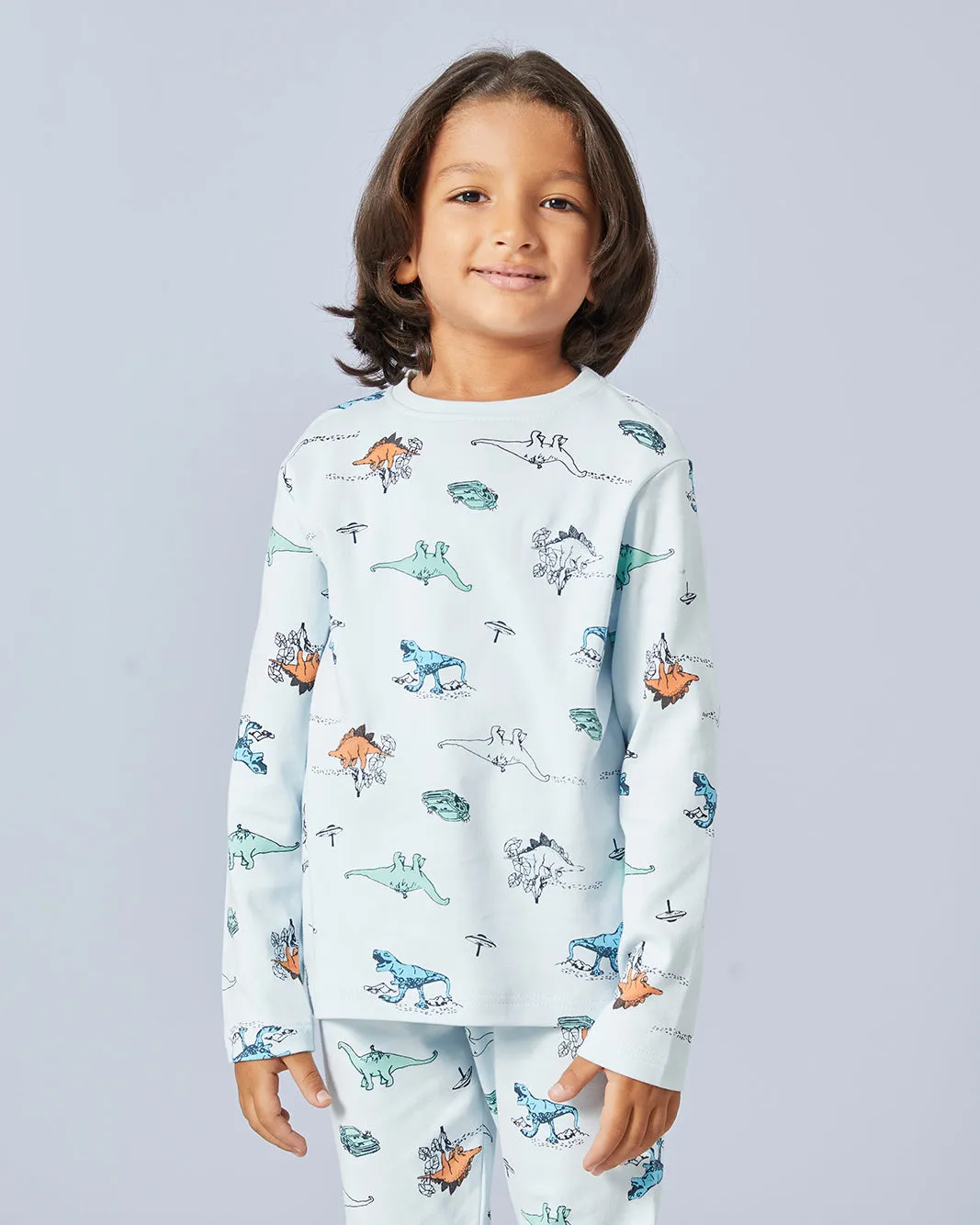 Boys Blue Dino Print Pyjams Set (2 Piece) sold by Redtag product image thumbnail 2