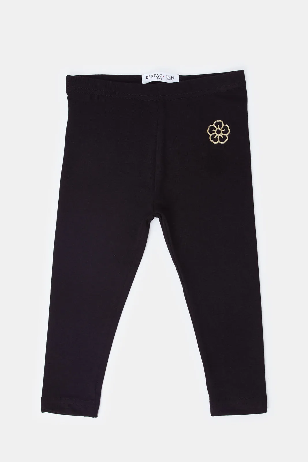 Infant Girls Black Floral Embroidery Leggings sold by Redtag