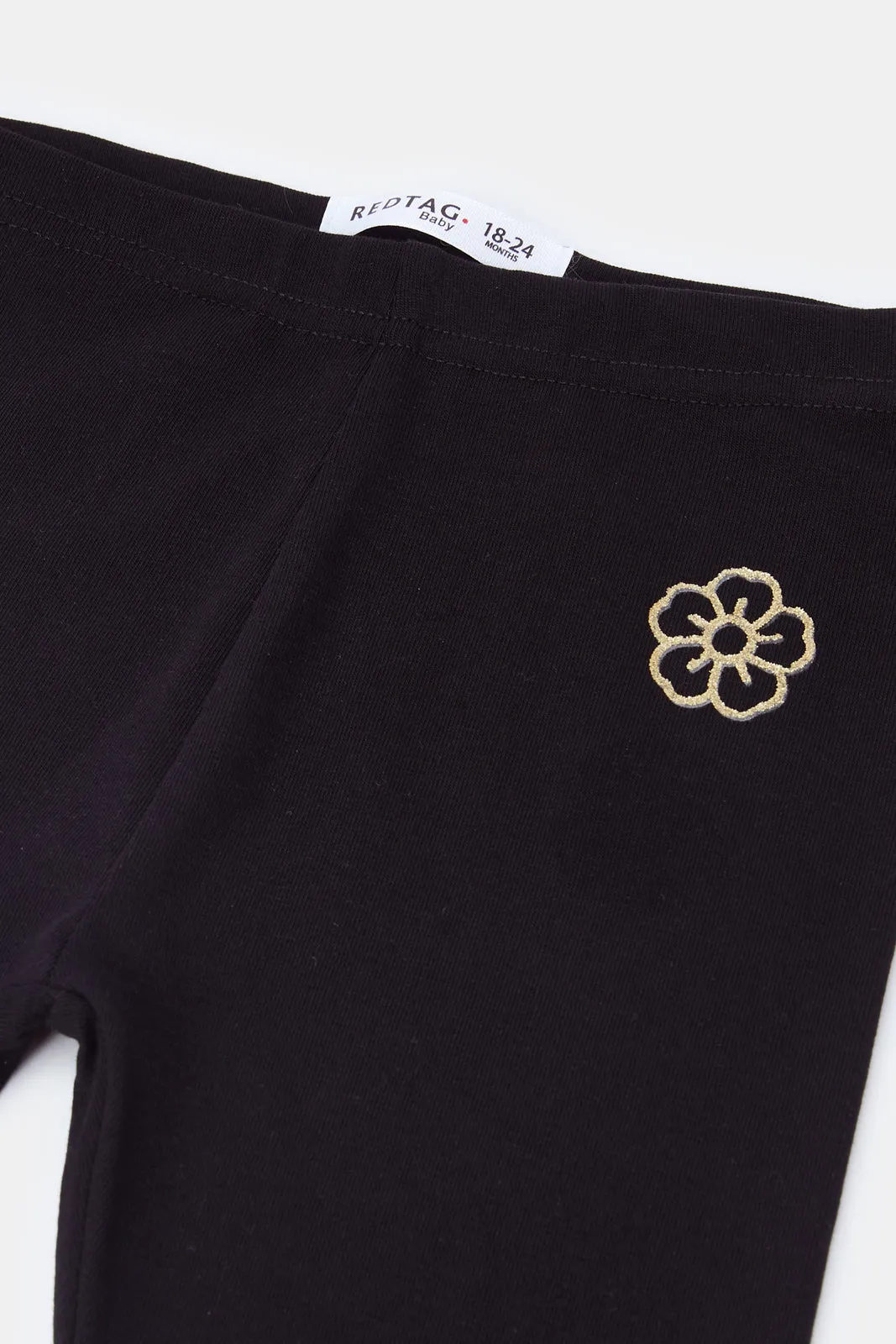 Infant Girls Black Floral Embroidery Leggings sold by Redtag product image thumbnail 2