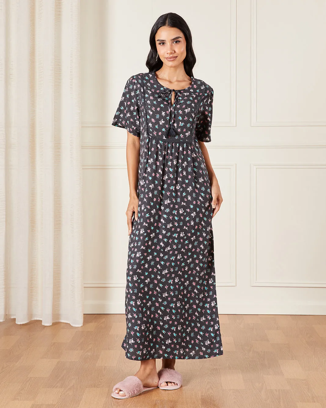Women Black Printed Nightgown sold by Redtag product image thumbnail 4