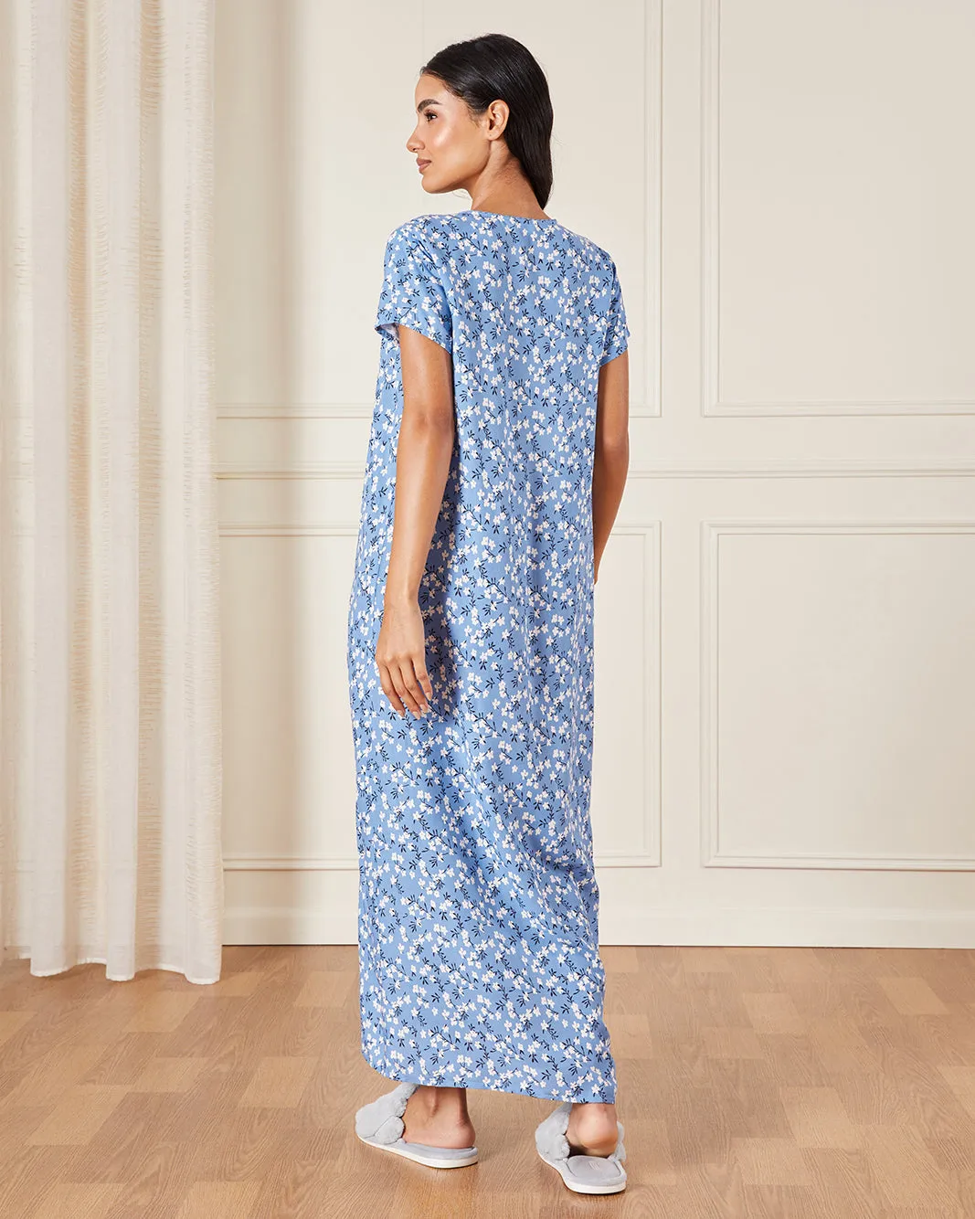 Women Blue Printed Nightgown sold by Redtag product image thumbnail 3