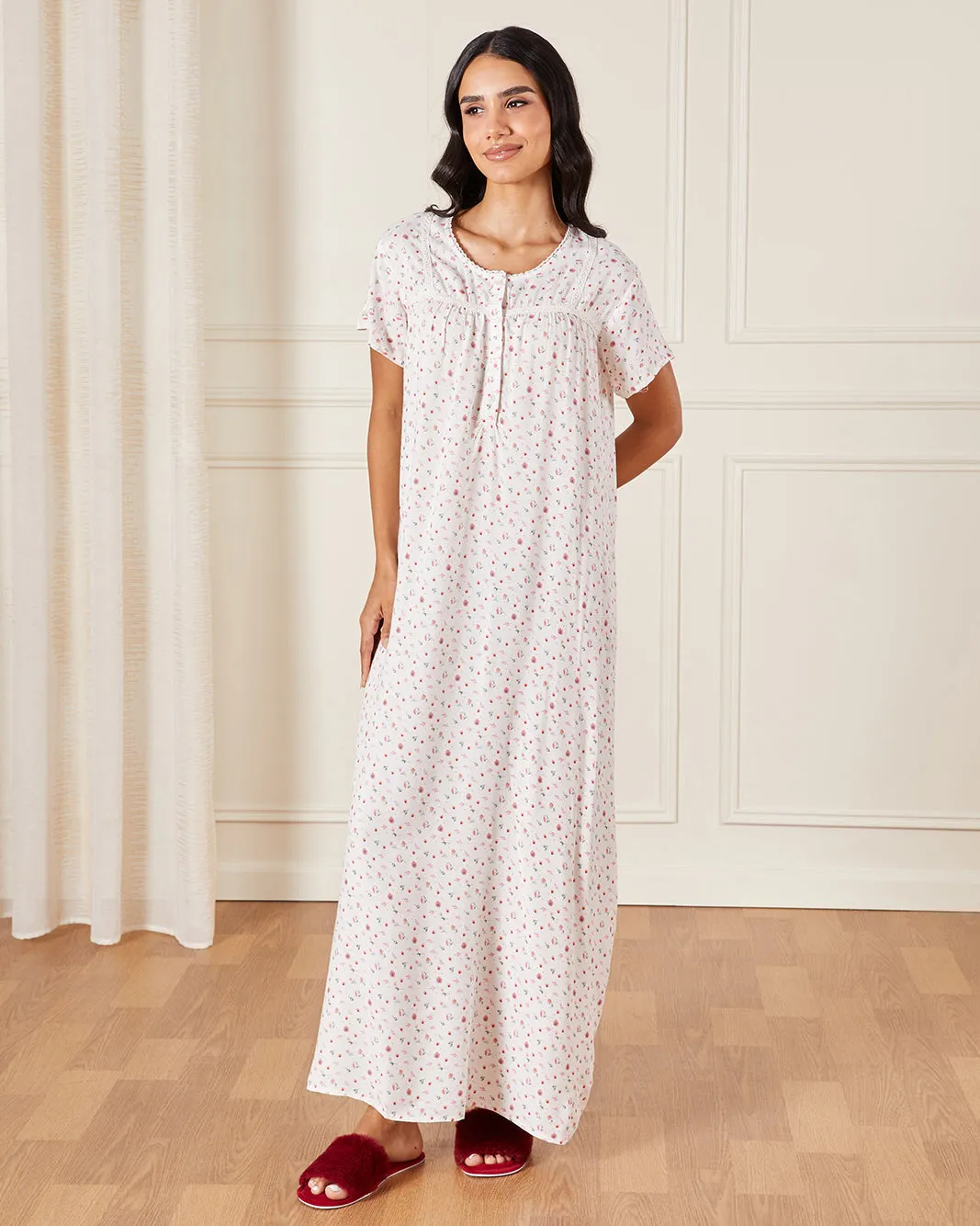 Women White Printed Nightgown sold by Redtag