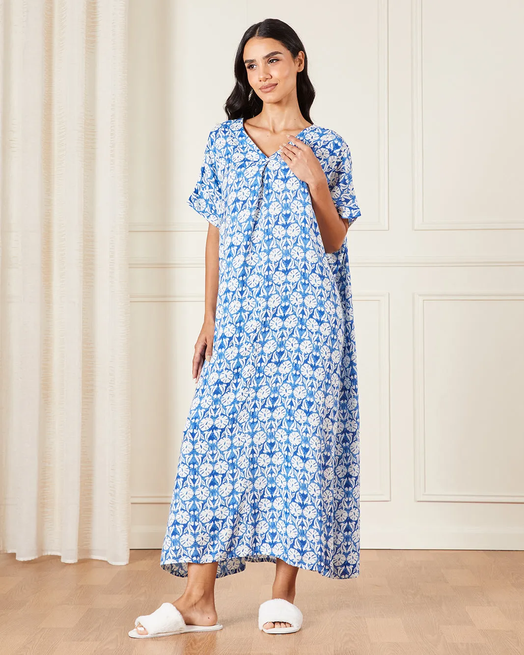 Women Blue Printed Nightgown sold by Redtag product image thumbnail 4