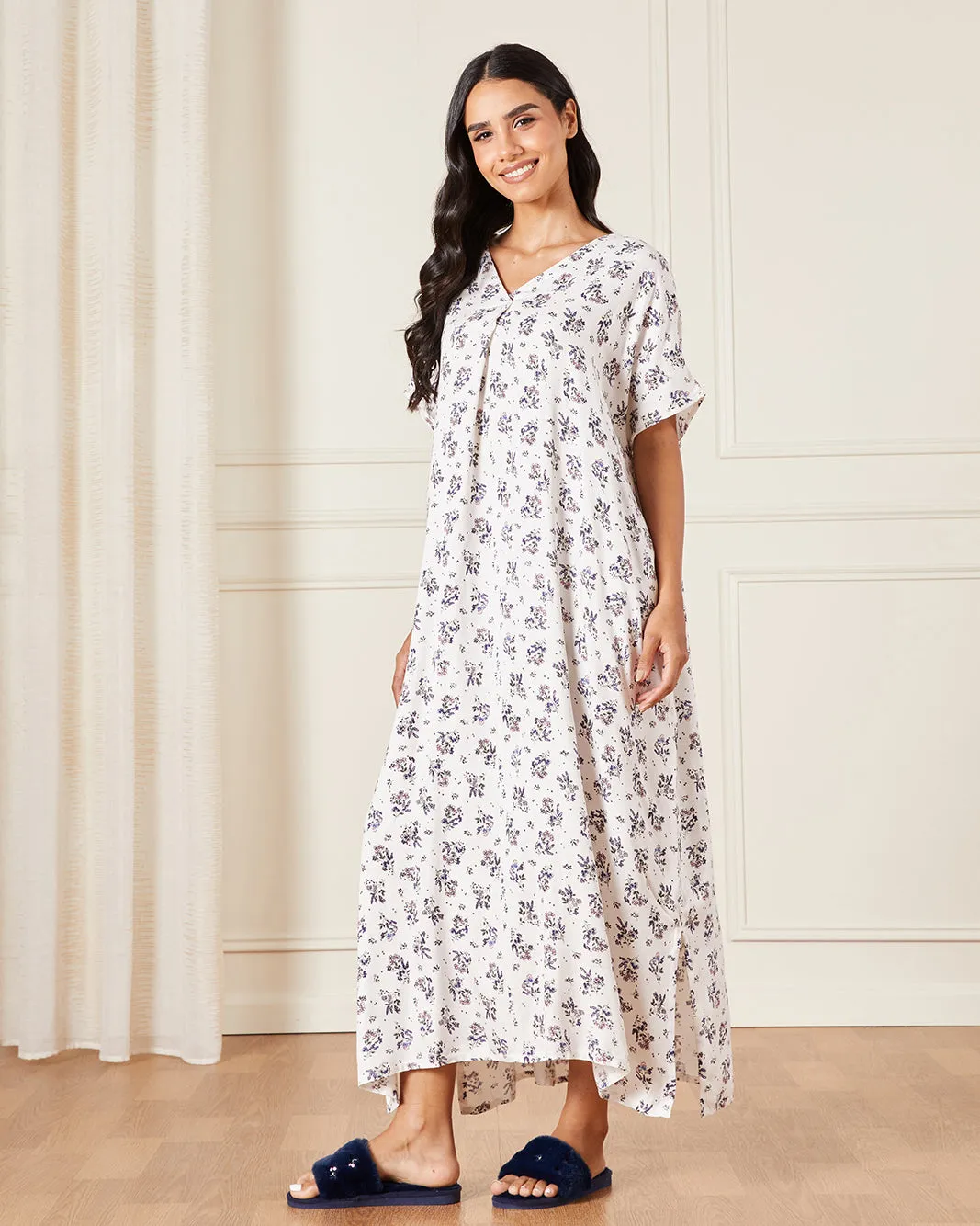 Women White Printed Nightgown sold by Redtag