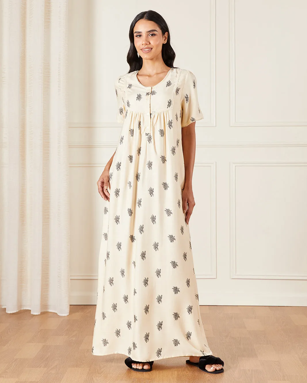 Women Beige Printed Nightgown sold by Redtag product image thumbnail 4
