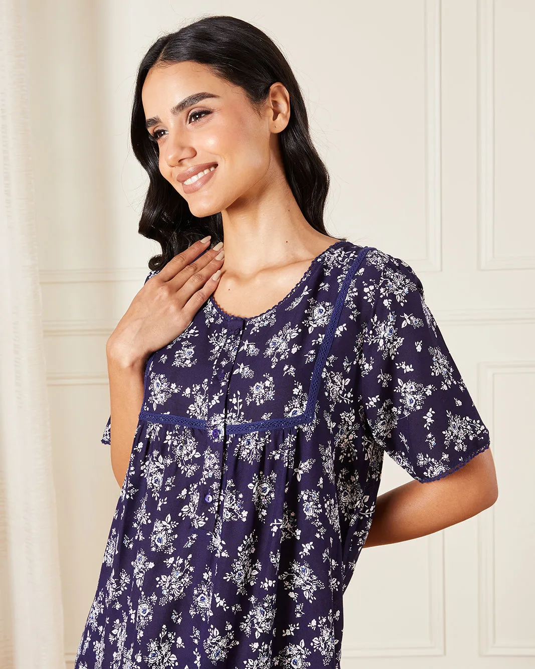 Women Navy Printed Nightgown sold by Redtag product image thumbnail 2