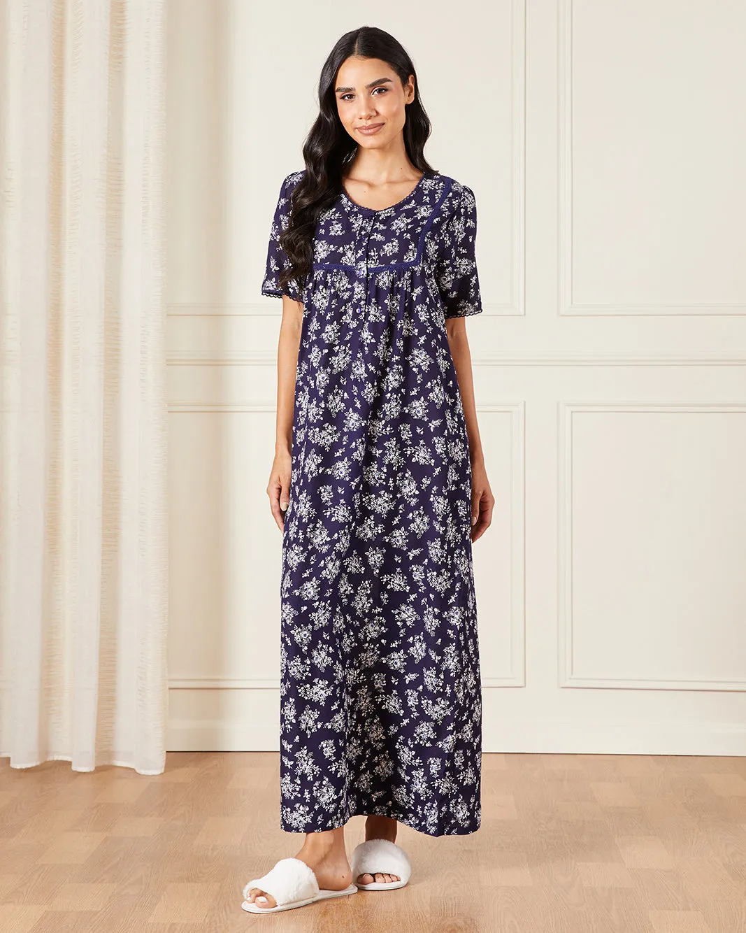 Women Navy Printed Nightgown sold by Redtag product image thumbnail 4