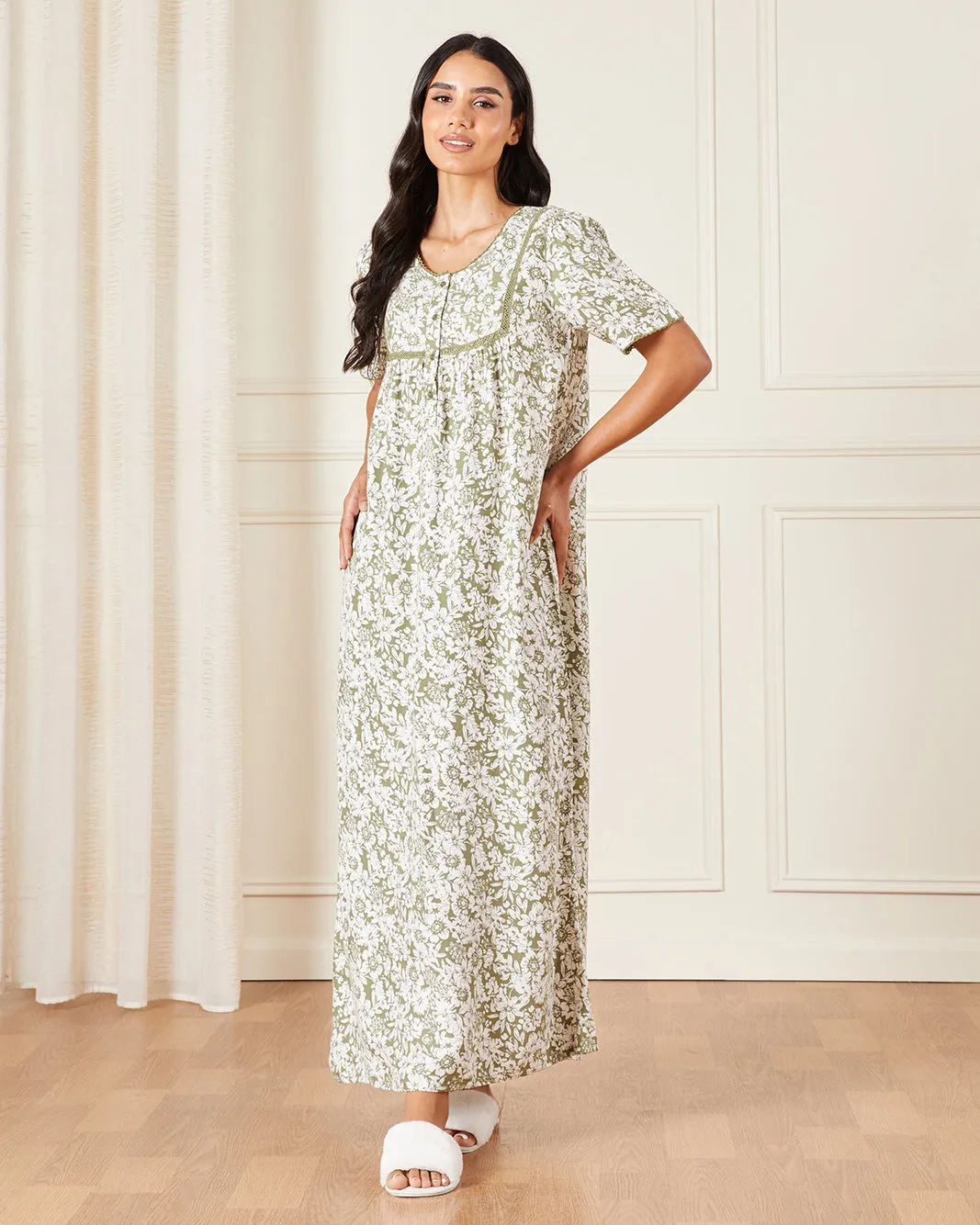 Women Green Printed Nightgown sold by Redtag