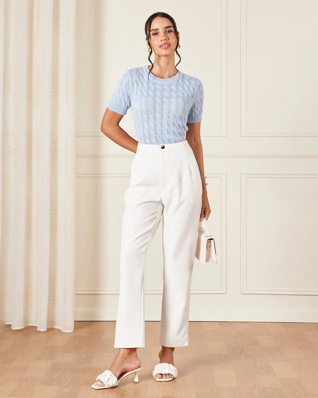 Women Blue Cable Knitted Pullover sold by Redtag product image thumbnail 2