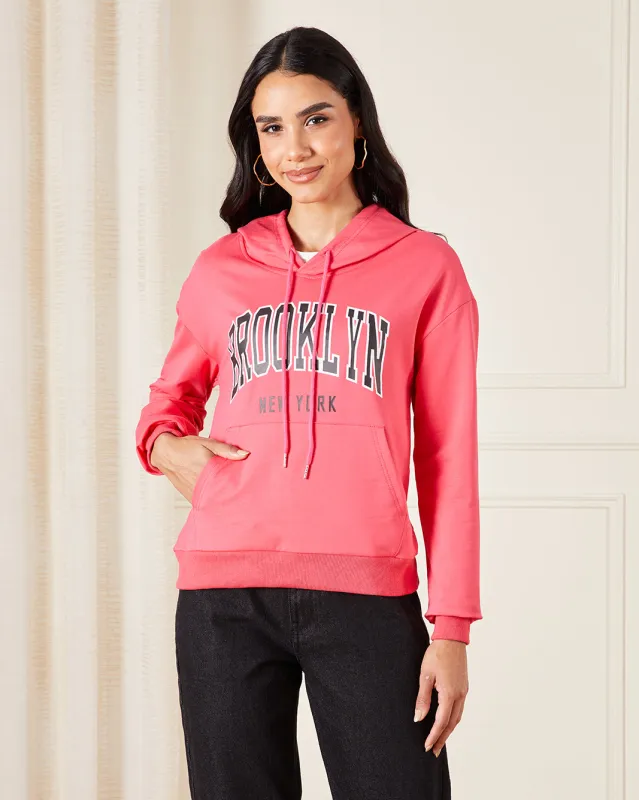 Women Fuchsia Hooded Sweatshirt sold by Redtag