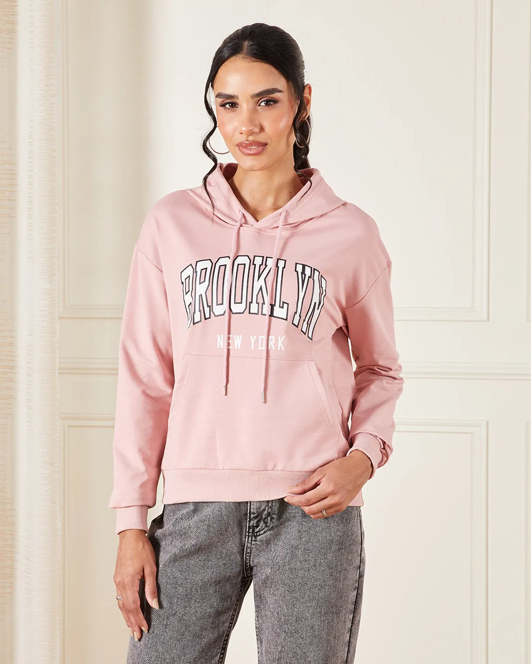 Women Pink Hooded Sweatshirt sold by Redtag