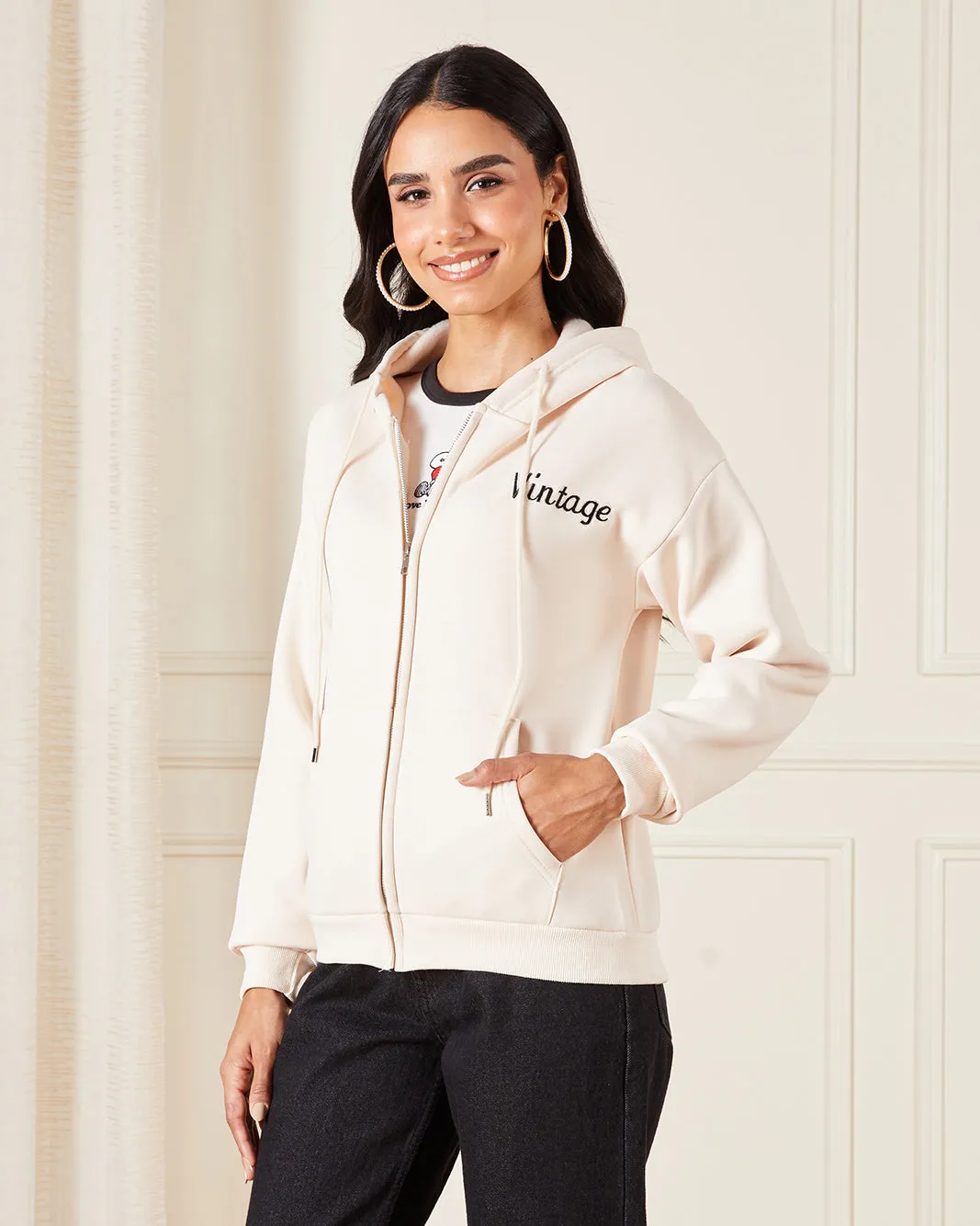 Women Beige Hooded Sweatshirt sold by Redtag