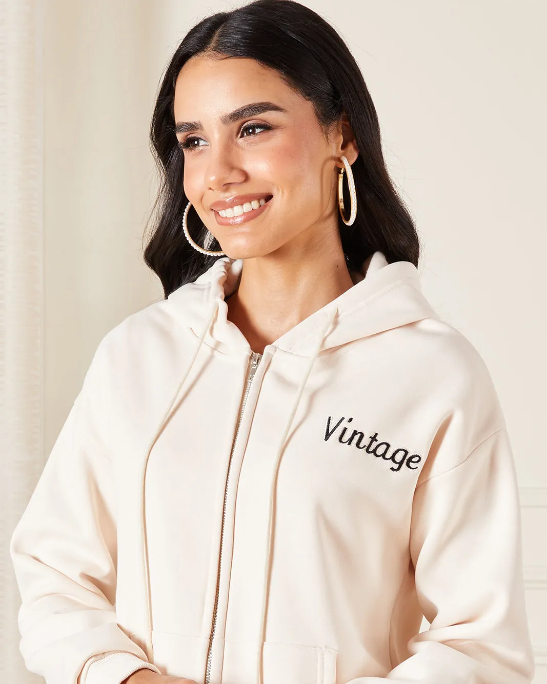 Women Beige Hooded Sweatshirt sold by Redtag product image thumbnail 4