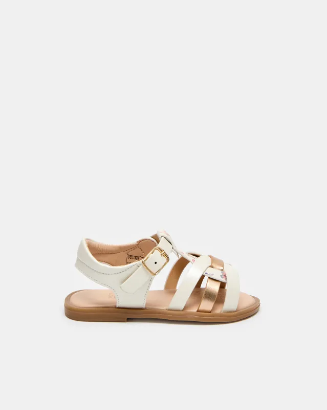 Girls White And Gold Strap Sandal sold by Redtag