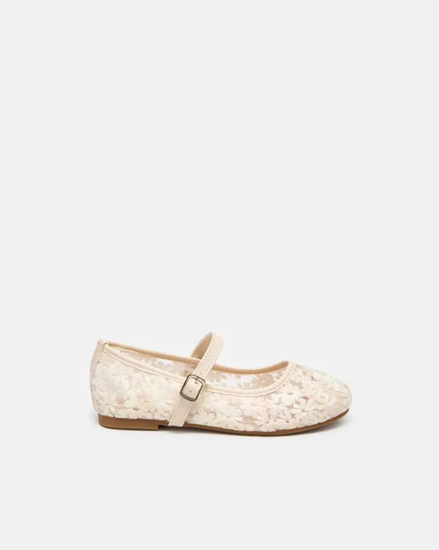 Women Beige Floral Mesh Ballerina sold by Redtag