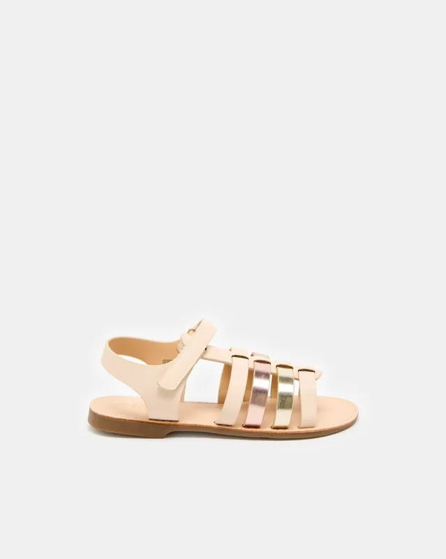 Girls Gold And Cream Strap Sandal sold by Redtag