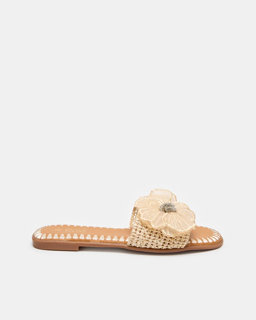 Women Beige Flower Trim Mule sold by Redtag