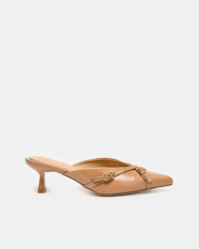 Women Beige Buckle Trim Mule sold by Redtag
