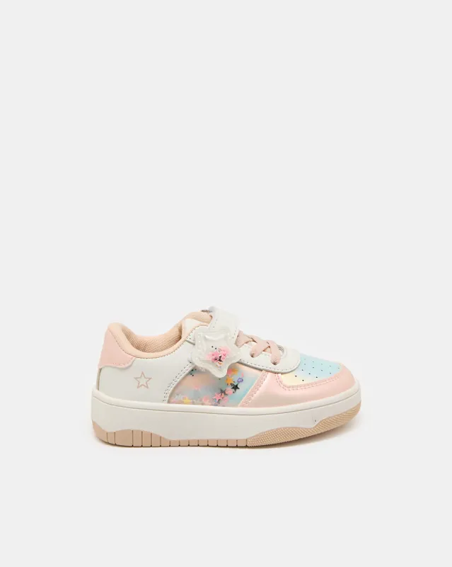 Girls White And Pink Star Embellished Sneakers sold by Redtag