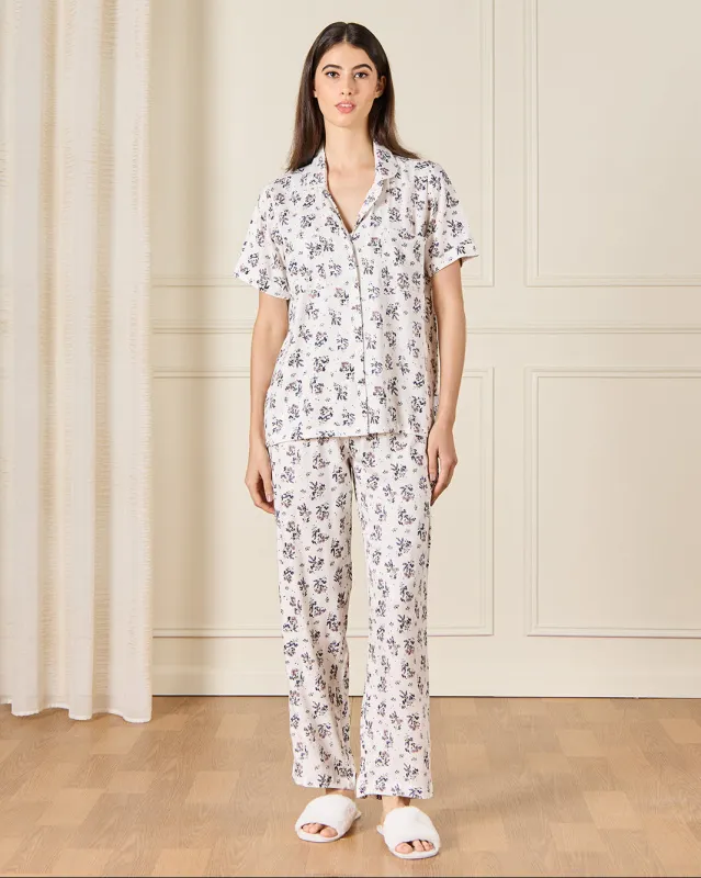 Women White Collared Pyjama Set (2 Piece) sold by Redtag