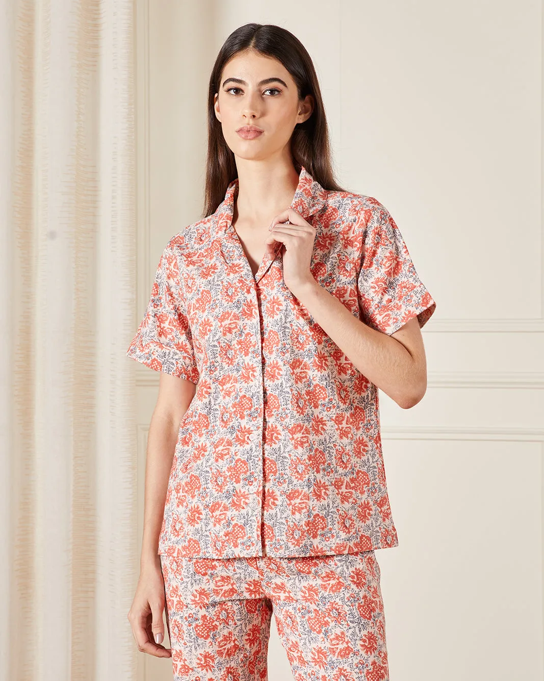 Women Red Collared Pyjama Set (2 Piece) sold by Redtag product image thumbnail 2