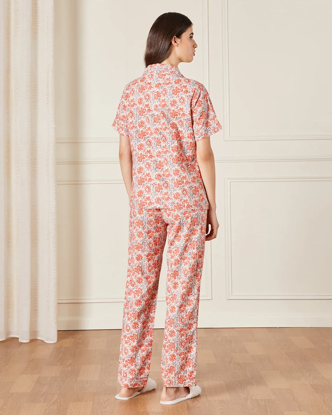 Women Red Collared Pyjama Set (2 Piece) sold by Redtag product image thumbnail 4