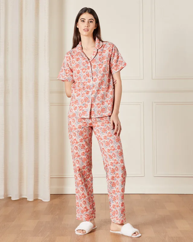 Women Red Collared Pyjama Set (2 Piece) sold by Redtag
