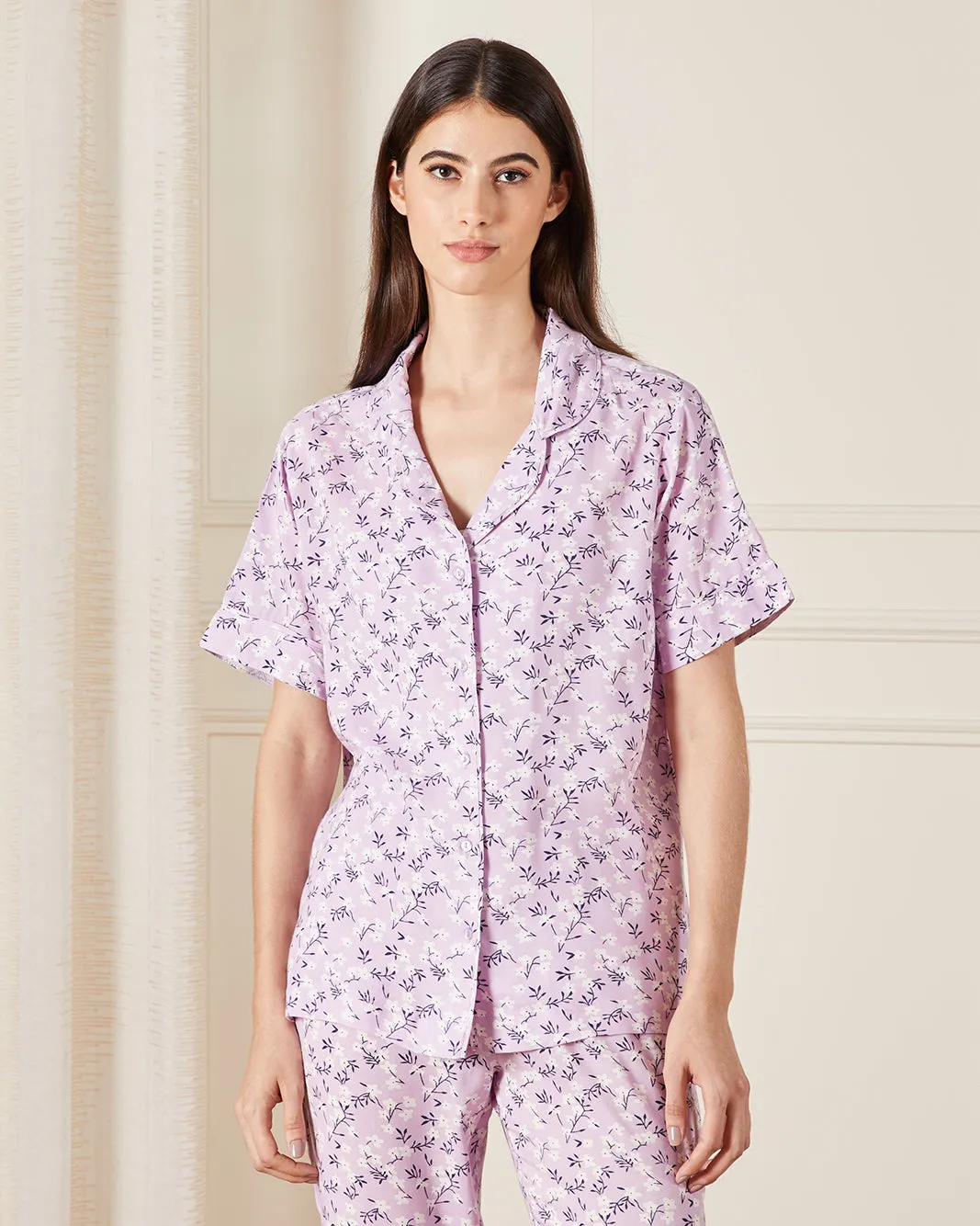 Women Lilac Collared Pyjama Set (2 Piece) sold by Redtag product image thumbnail 2