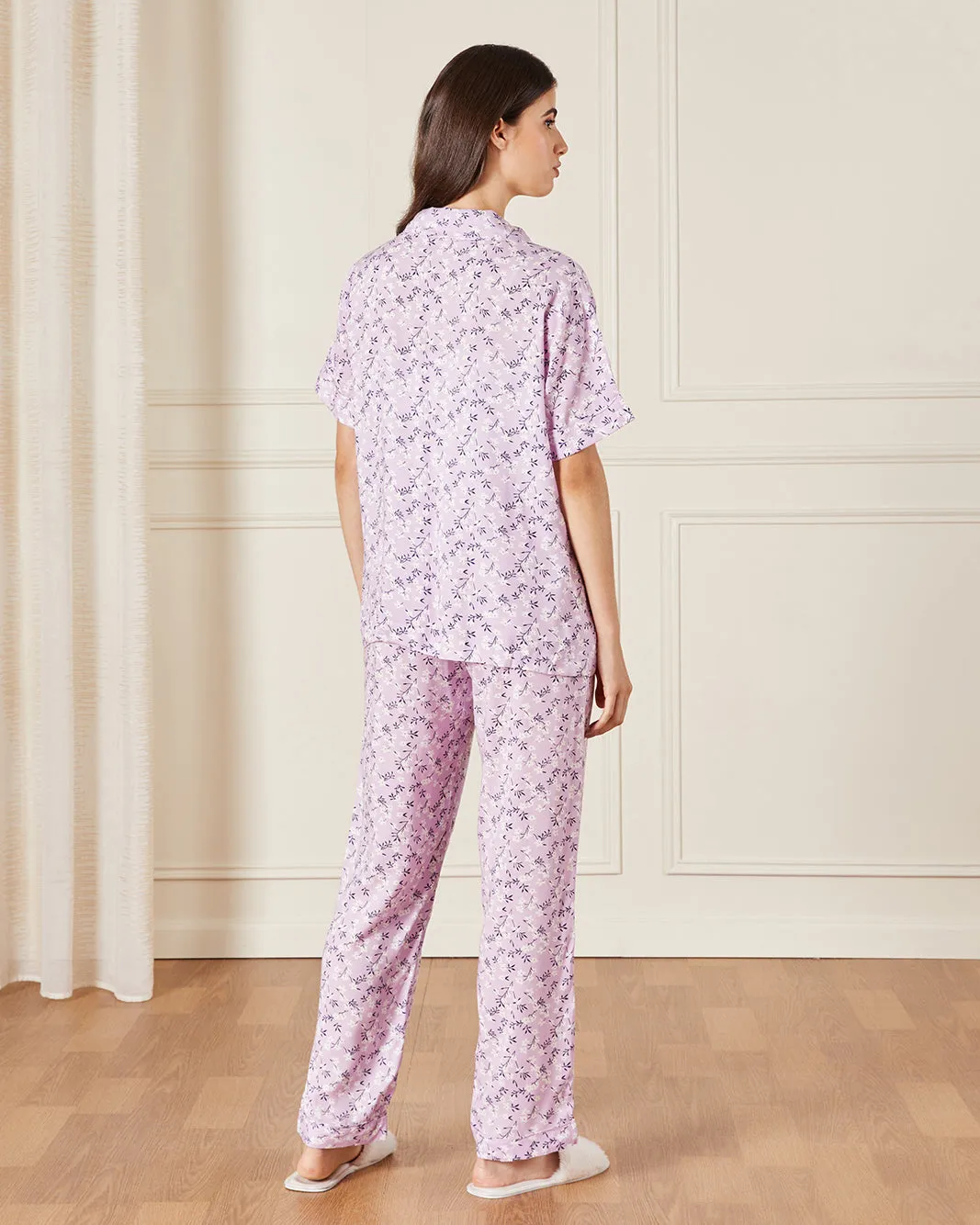 Women Lilac Collared Pyjama Set (2 Piece) sold by Redtag product image thumbnail 4