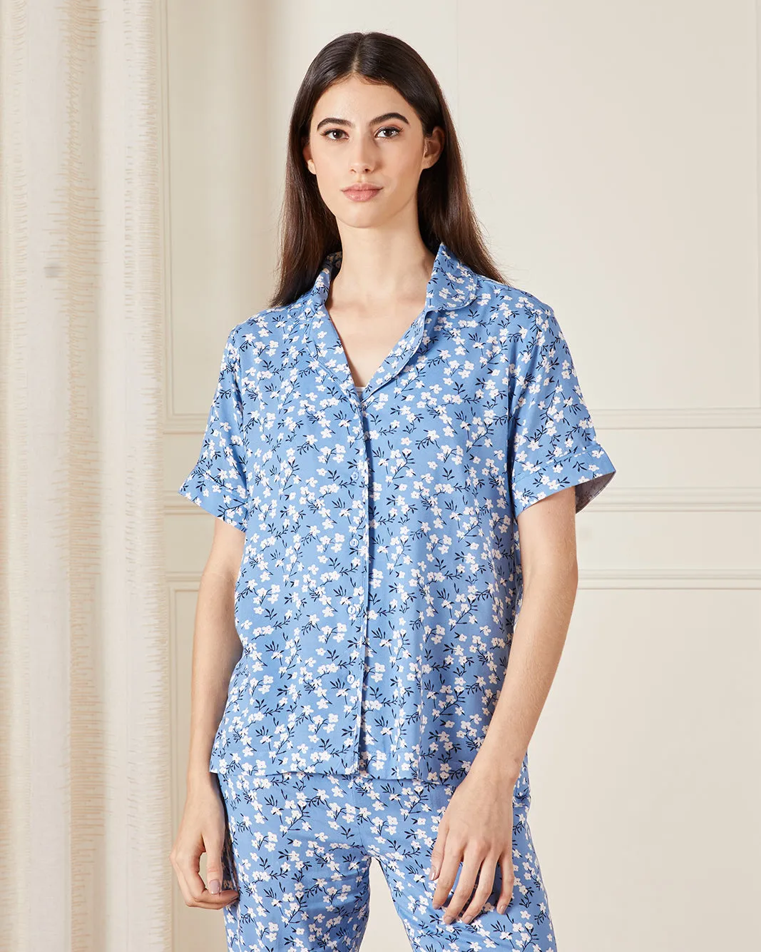 Women Blue Collared Pyjama Set (2 Piece) sold by Redtag product image thumbnail 3
