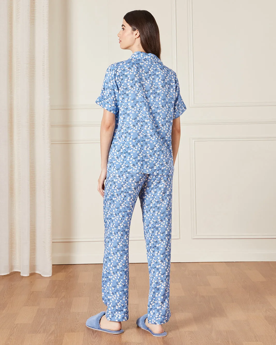Women Blue Collared Pyjama Set (2 Piece) sold by Redtag product image thumbnail 5