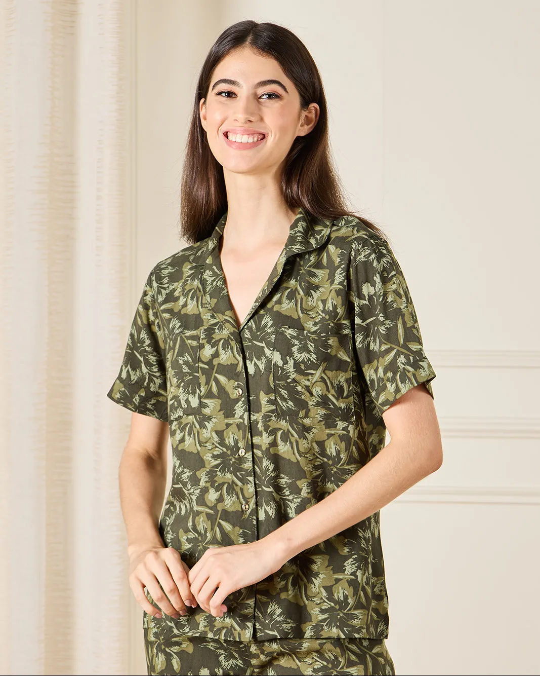 Women Green Collared Pyjama Set (2 Piece) sold by Redtag product image thumbnail 2