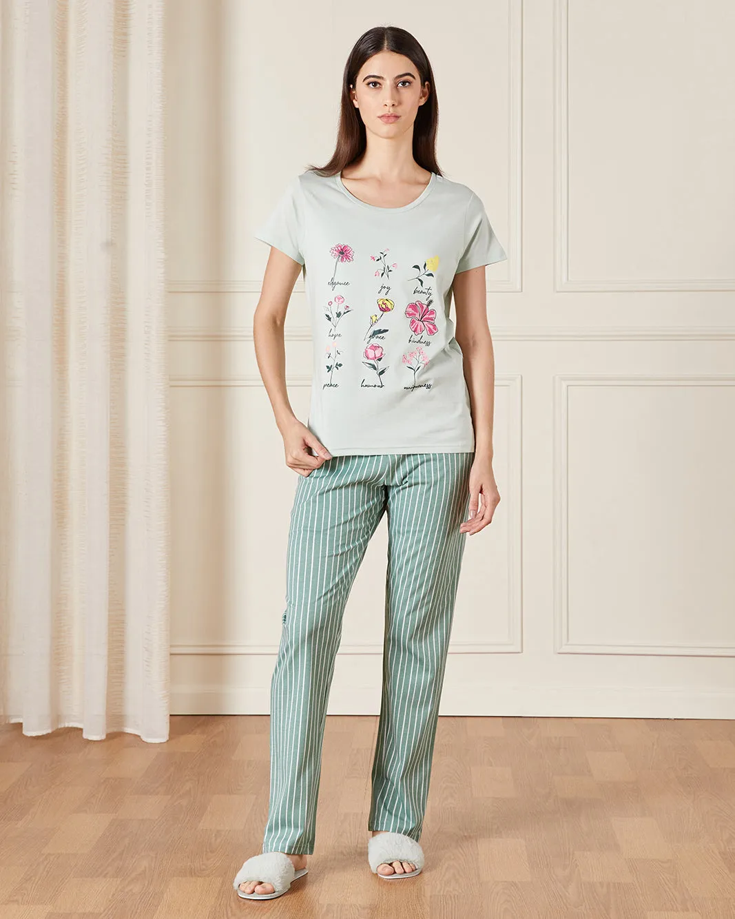 Women Green Printed Pyjama Set (2 Piece) sold by Redtag