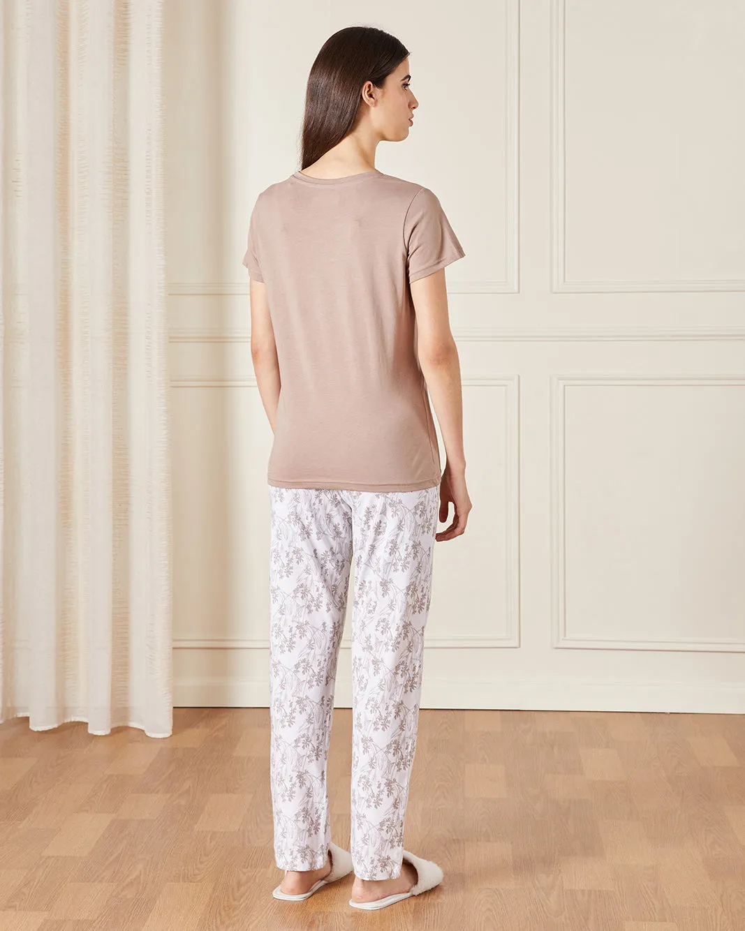 Women Beige Printed Pyjama Set (2 Piece) sold by Redtag product image thumbnail 4