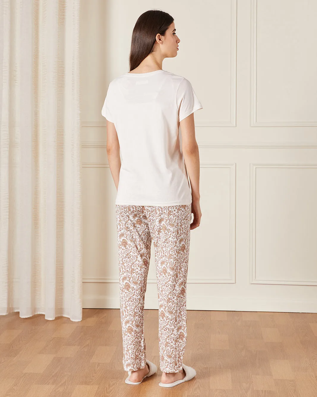 Women Beige Printed Pyjama Set (2 Piece) sold by Redtag product image thumbnail 4