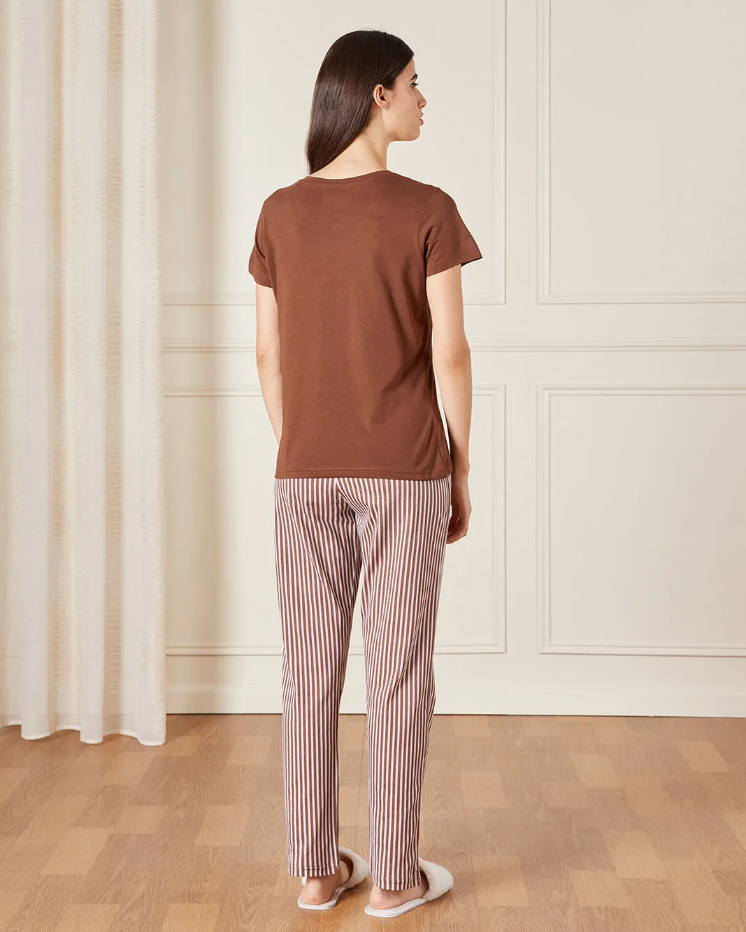 Women Brown Printed Pyjama Set (2 Piece) sold by Redtag product image thumbnail 4