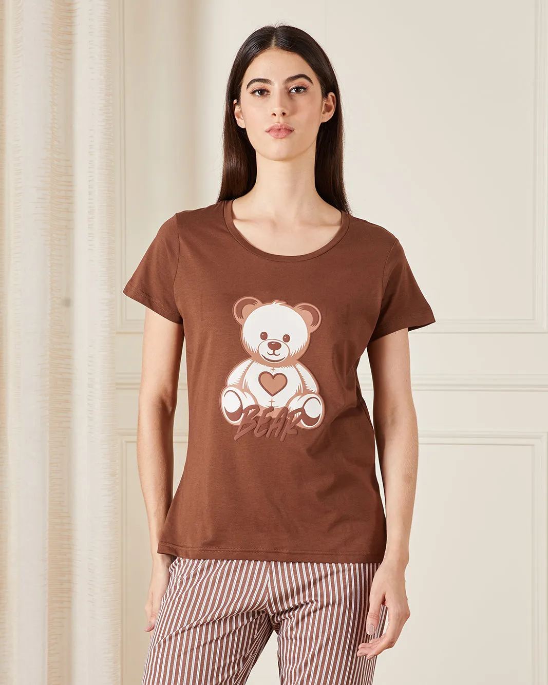 Women Brown Printed Pyjama Set (2 Piece) sold by Redtag product image thumbnail 2