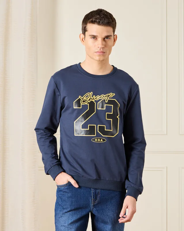 Men Navy Printed Sweatshirt sold by Redtag