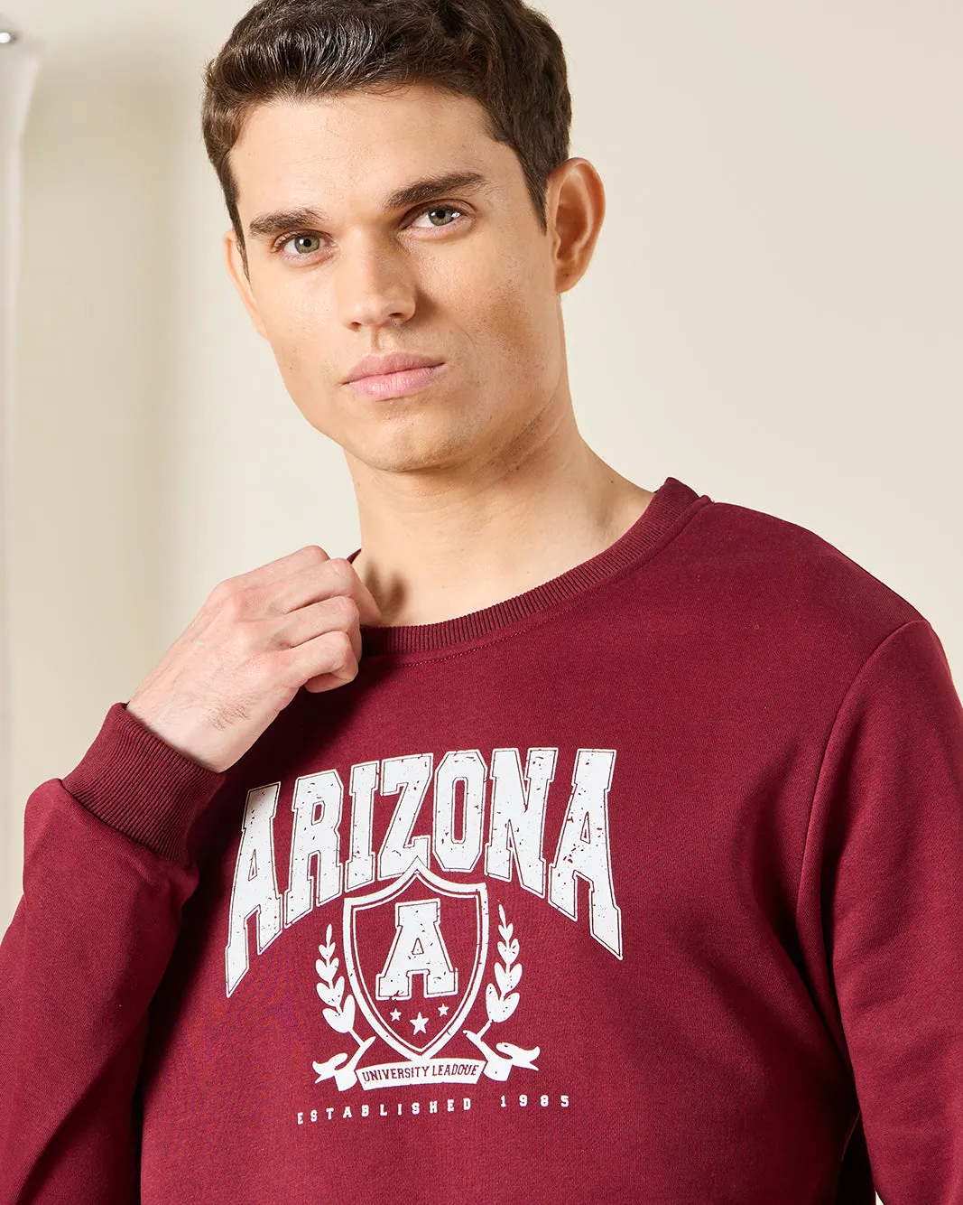 Men Burgundy Printed Sweatshirt sold by Redtag product image thumbnail 4