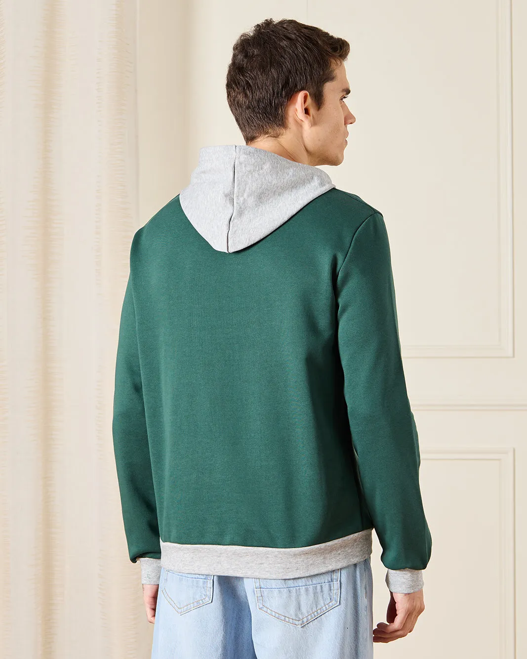 Men Green Printed Hooded Sweatshirt sold by Redtag product image thumbnail 3