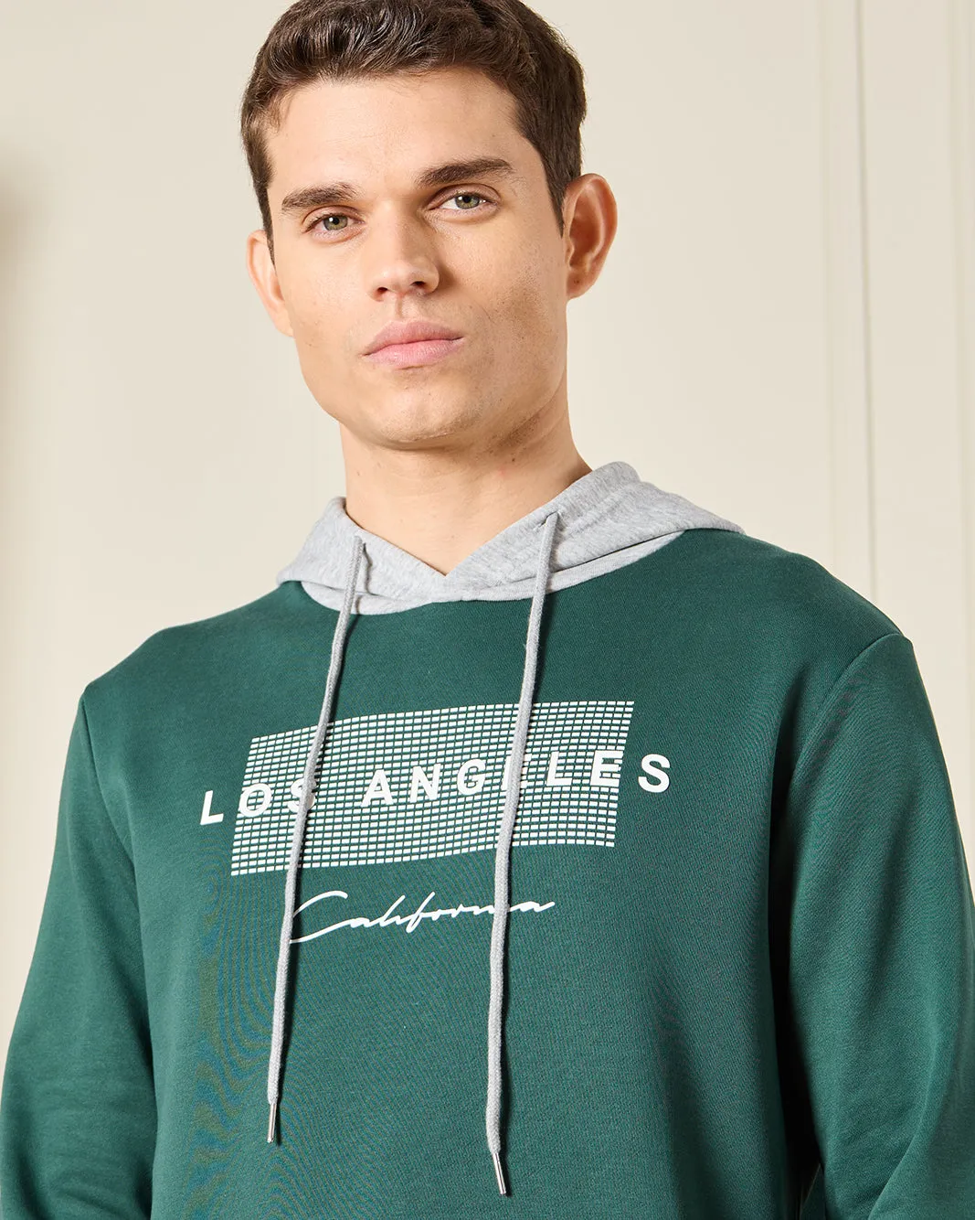 Men Green Printed Hooded Sweatshirt sold by Redtag product image thumbnail 4
