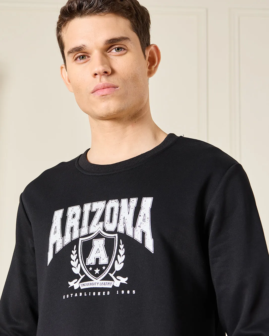 Men Black Printed Sweatshirt sold by Redtag product image thumbnail 4