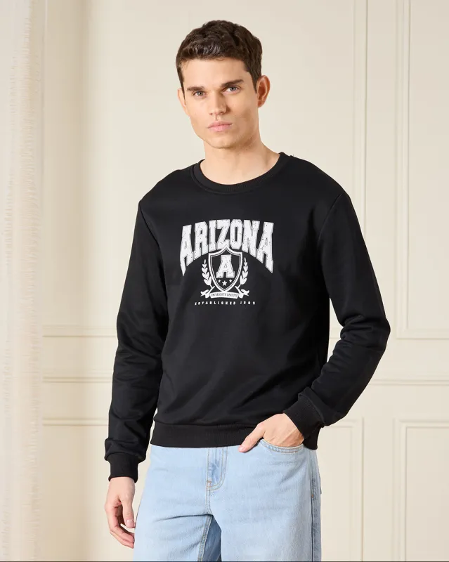Men Black Printed Sweatshirt sold by Redtag