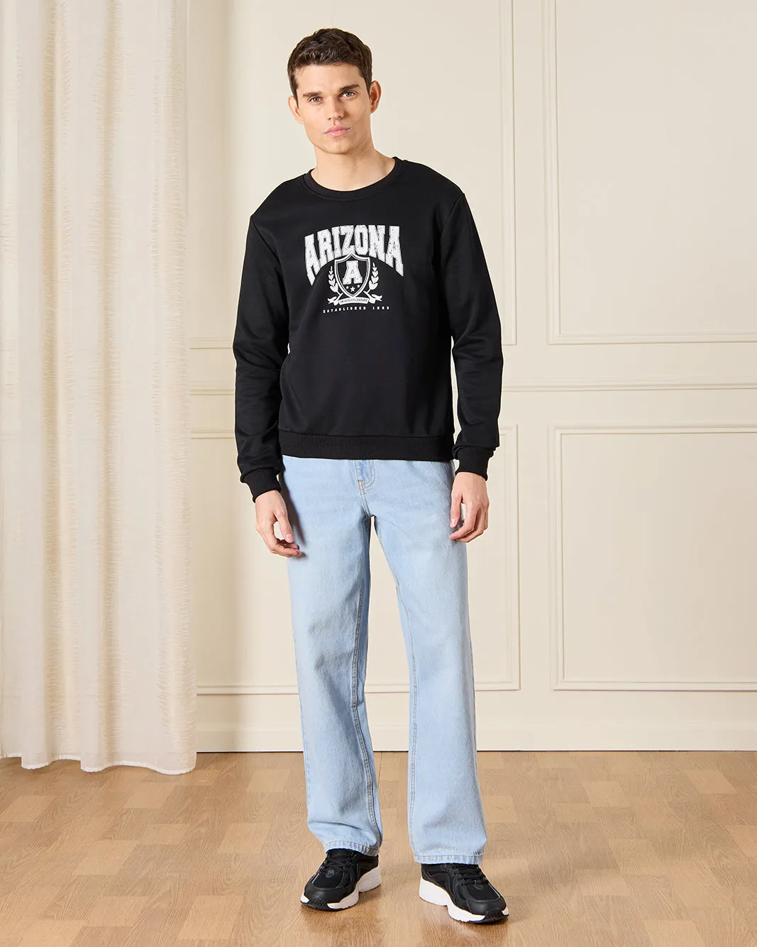 Men Black Printed Sweatshirt sold by Redtag product image thumbnail 2