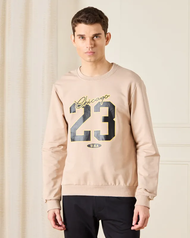 Men Beige Printed Sweatshirt sold by Redtag