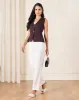 Women Brown Vest With Gold Button sold by Redtag