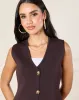 Women Brown Vest With Gold Button sold by Redtag