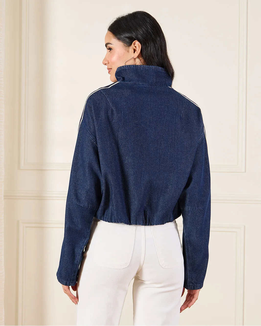 Women Blue Detailed Denim Jacket sold by Redtag product image thumbnail 3